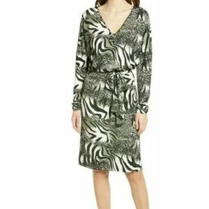 NEW Ilse Jacobson Animal Print Tunic Dress L/XL designer midi/calf length luxury
